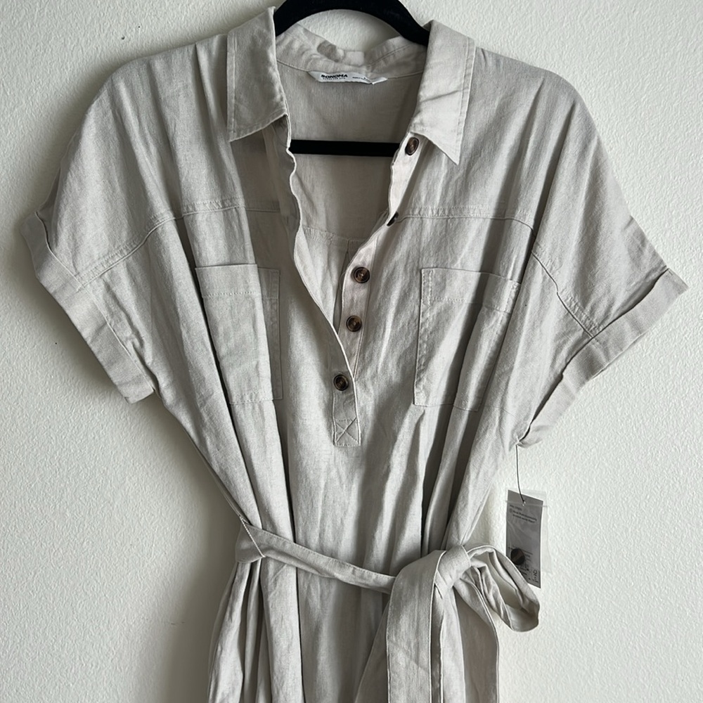 Nude Linen Blend Dress